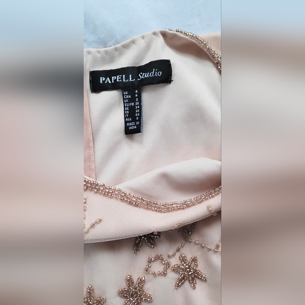 NWOT! Fall Boho Papell Studio Anthro Formal Women's Beaded Maxi Dress Small/4 - Picture 7 of 17